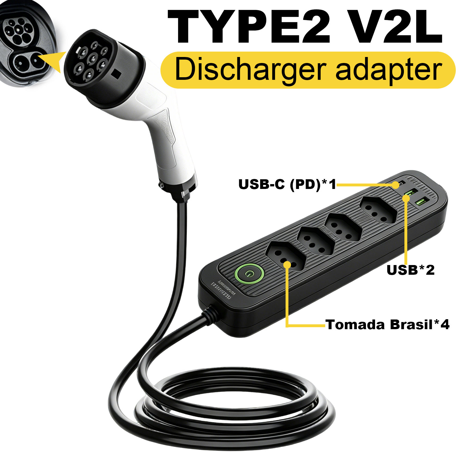 Outdoor Power Usa - 타입2 V2L 방전 어댑터 16A 브라질