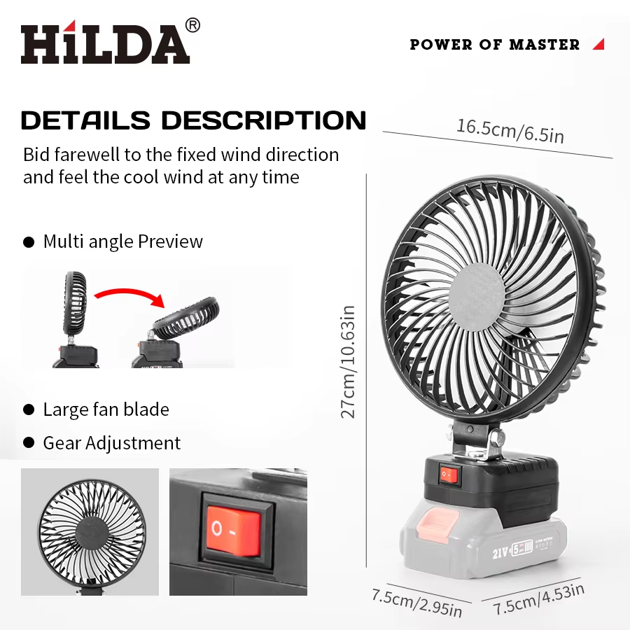 HILDA 전기 팬 휴대용 무선 다용도 강력한 출력 저 - Outdoor Power Usa 리뷰 및 가격