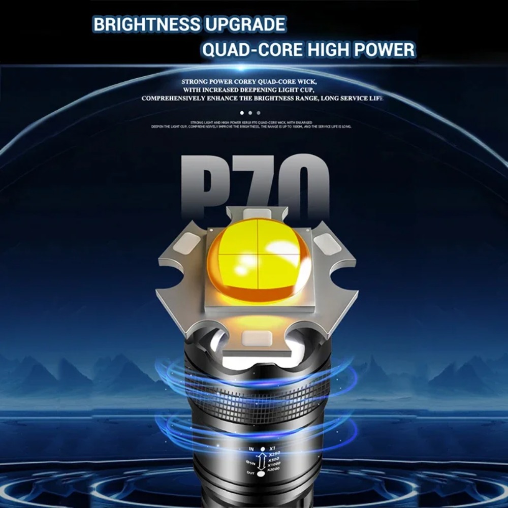 강력한 LED 손전등 USB 충전식 토치 내장 배터리  - Outdoor Power Usb 리뷰 및 가격