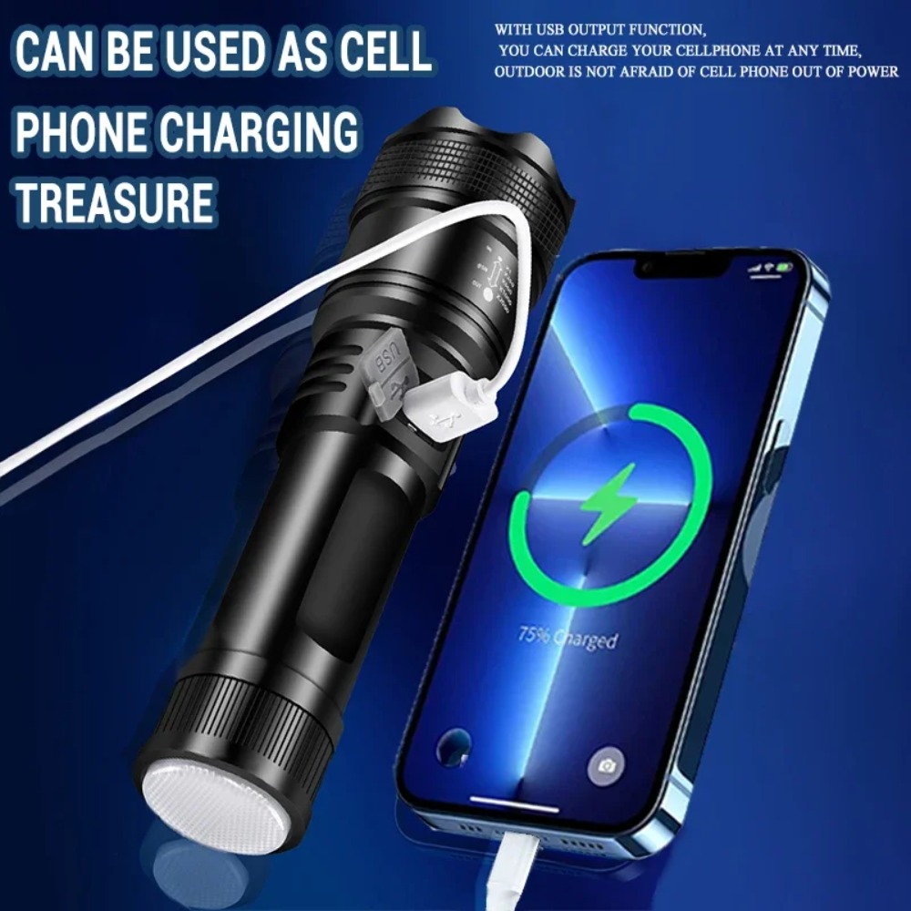강력한 LED 손전등 USB 충전식 토치 내장 배터리  - Outdoor Power Usb 리뷰 및 가격