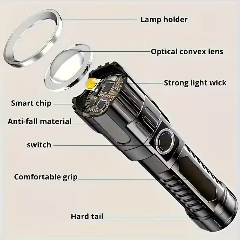 새로운 고출력 LED 손전등 USB 충전식 토치 내장  - Outdoor Power Usb 리뷰 및 가격