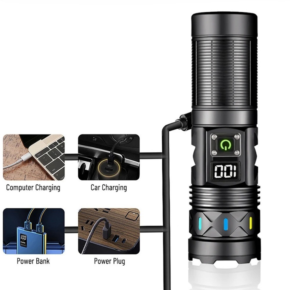 고출력 LED 손전등 텔레스코픽 줌 USB 충전식 장거 - Outdoor Power Usb 리뷰 및 가격